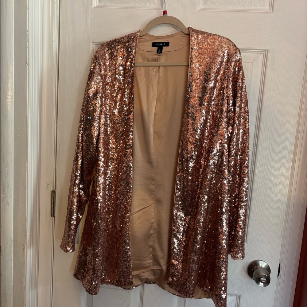 Torrid Rose Gold Sequin Jacket Pretty in Pink